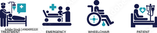 Hospital Icon Set Medical, Healthcare, Emergency, Treatment You can easily change the color