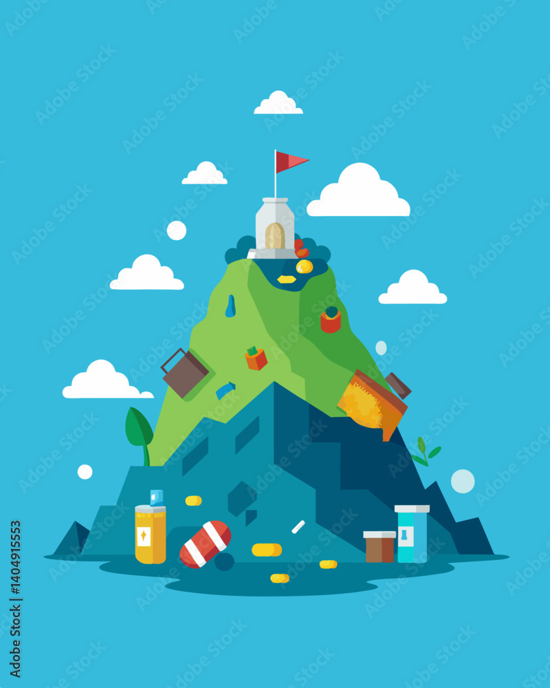 The landfill once seen as a necessary means of waste management had now become a symbol of the consequences of unchecked consumption and the urgency for sustainable solutions.. Vector illustration The landfill once seen as a necessary means of waste management had now become a symbol of the consequences of unchecked consumption and the urgency for sustainable solutions.. Vector illustration