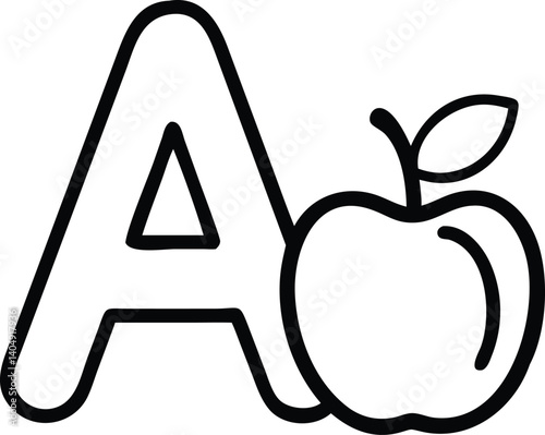 A for Apple Coloring Page – Fun Alphabet for Kids Learning ABC.