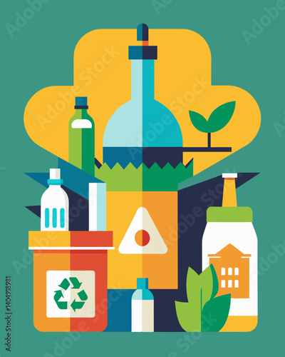 Pushing for legislation to require companies to offer more sustainable packaging options and promoting consumer awareness and responsibility in reducing waste.. Vector illustration
