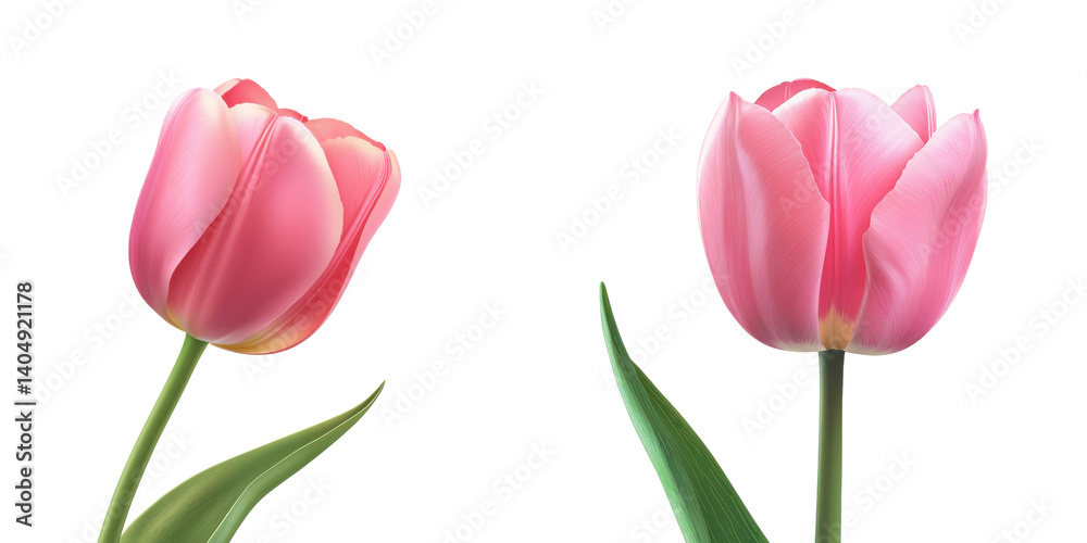Two delicate pink tulips isolated transparent background spring flowers Two delicate pink tulips isolated transparent background spring flowers