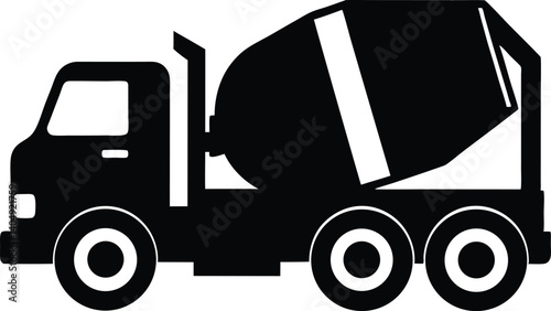 Cement Mixer Truck   silhouette simple flat vector,Cement Mixer Truck  icon