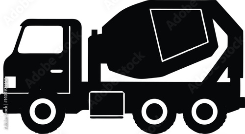 Cement Mixer Truck   silhouette simple flat vector,Cement Mixer Truck  icon