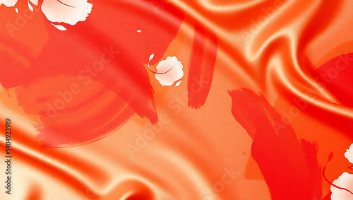 Luxurious Red and Orange Silk Texture Background: Elegant and Vibrant Abstract Fabric Design