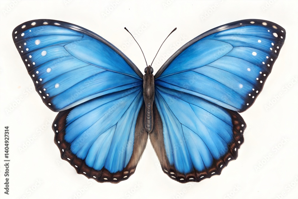 Fototapeta premium Blue Butterfly Isolated on a White Background (Butterfly)