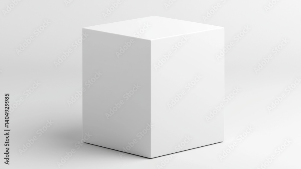 A white cube with a smooth surface and a slight shadow. A white cube with a smooth surface and a slight shadow.
