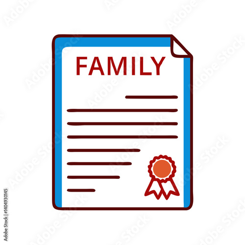 Family Agreement Document Icon with Certificate Background  