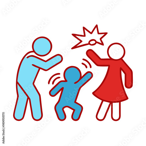 Family Conflict Icon Representing Domestic Dispute  
