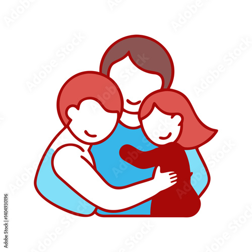 Family hugging together in a loving embrace  