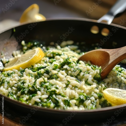 Pan risotto with nettles & lemon.