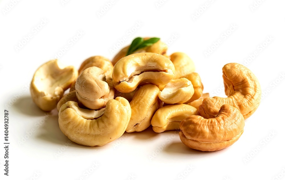 fried cashew nuts isolated on white background fried cashew nuts isolated on white background
