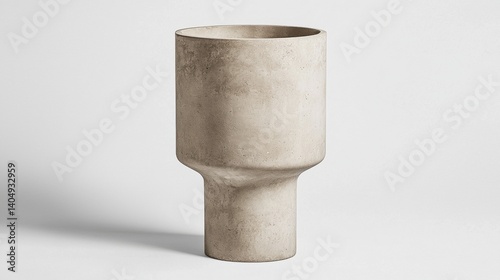 A tall, cylindrical concrete vase with a flared top and a short, cylindrical base.