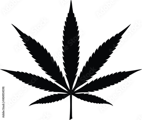 Marijuana leaf silhouette vector, Marijuana cannabis hemp leaf icon