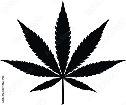 Marijuana leaf silhouette vector, Marijuana cannabis hemp leaf icon