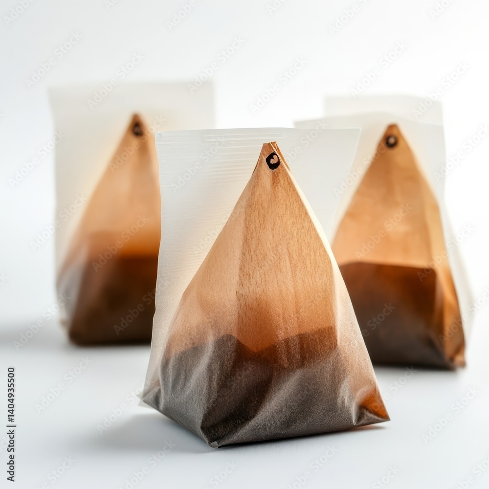 Tea bags on white.