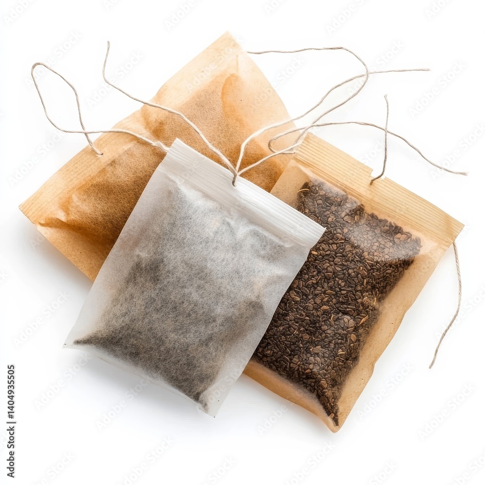 Tea bags isolated.