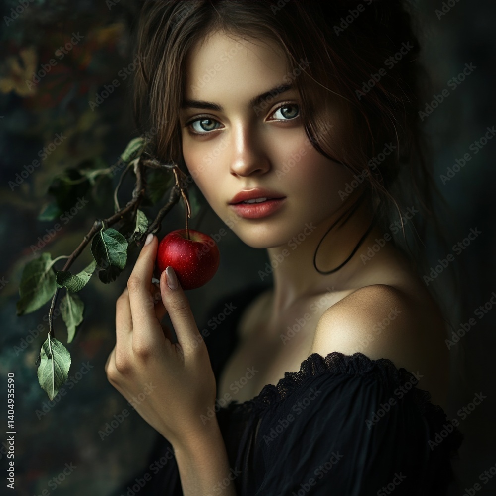 Pretty woman, apple twig.