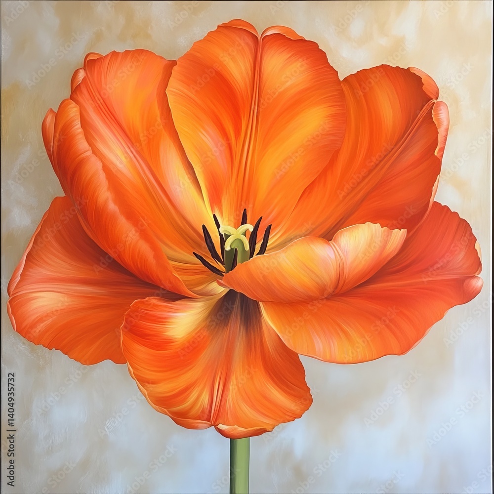 Orange tulip, vertical photo.