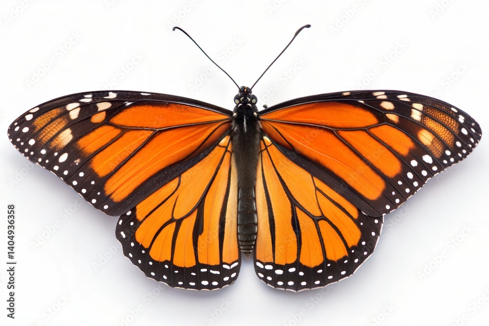 Fototapeta premium Monarch butterfly isolated on a white background. (Butterfly)