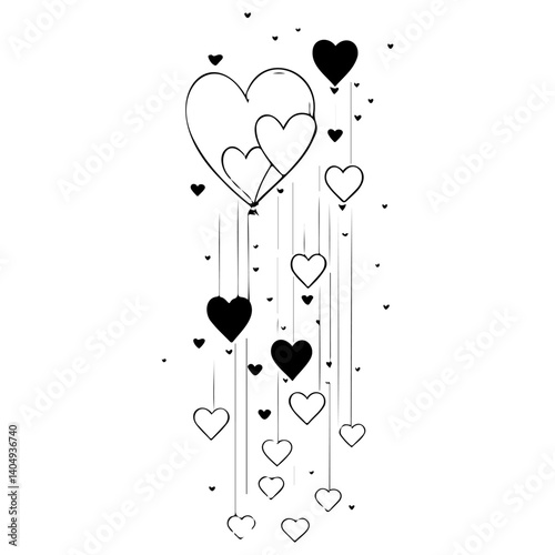 Heart String Arrangement, Elegant Vector Design