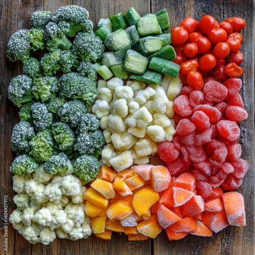 Obraz na płótnie Wood background, frozen vegetables. w salonie