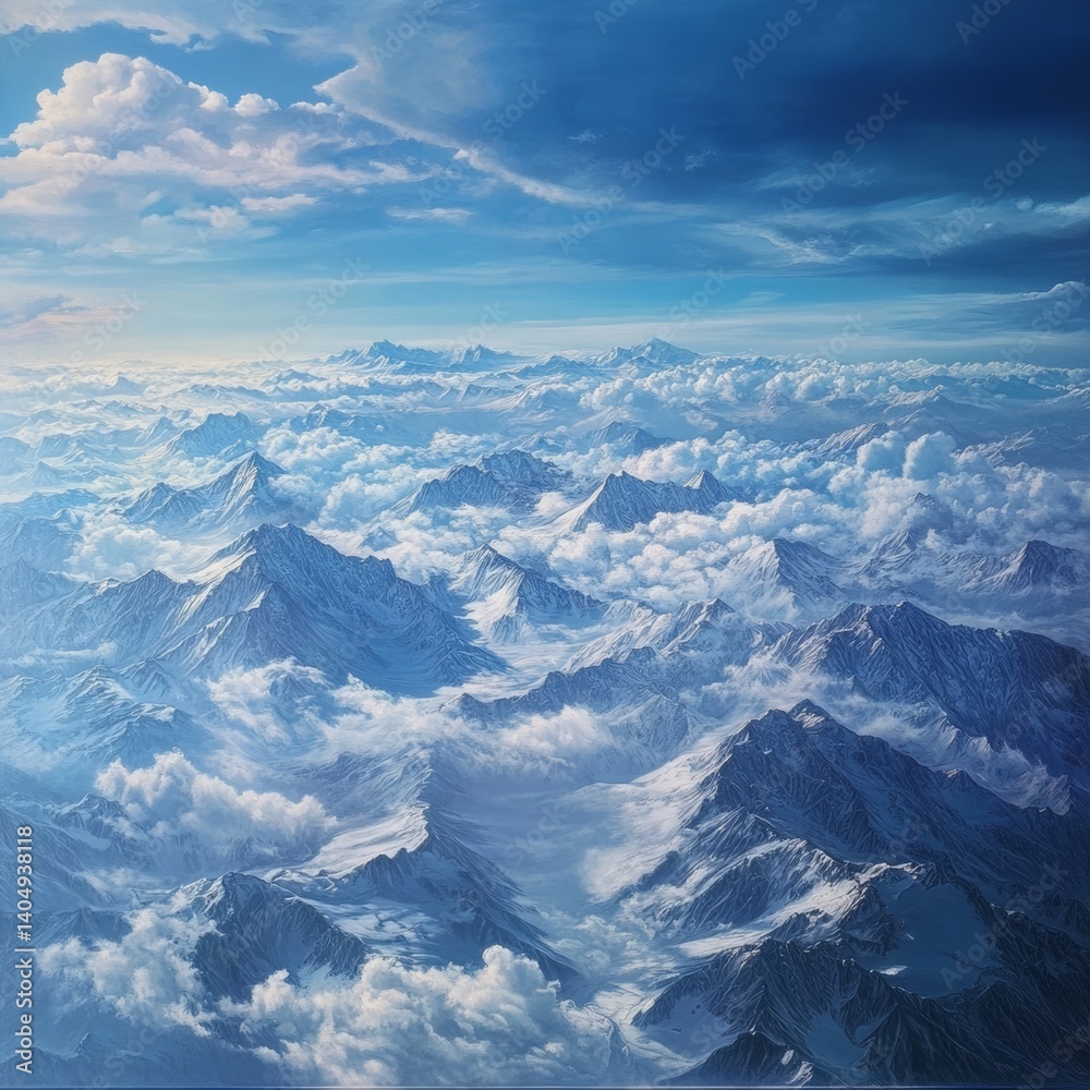 Mountains, sky, and clouds from above.