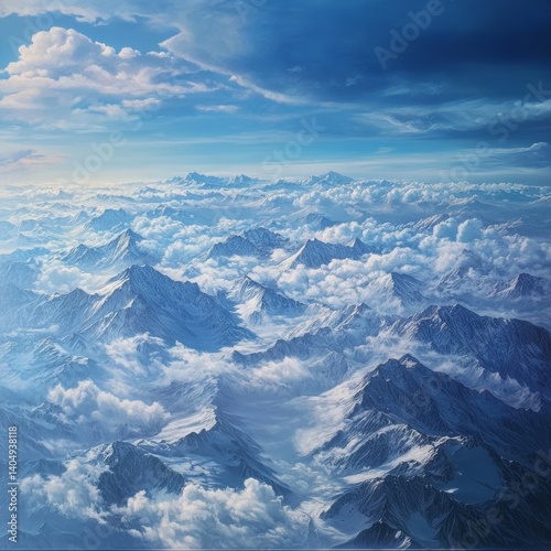 Obraz na płótnie Mountains, sky, and clouds from above. w salonie