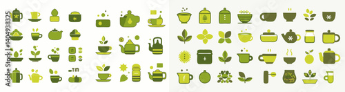 Serene Tea Icons: A collection of elegant tea-themed icons, meticulously crafted to evoke a sense of tranquility and the art of tea. 