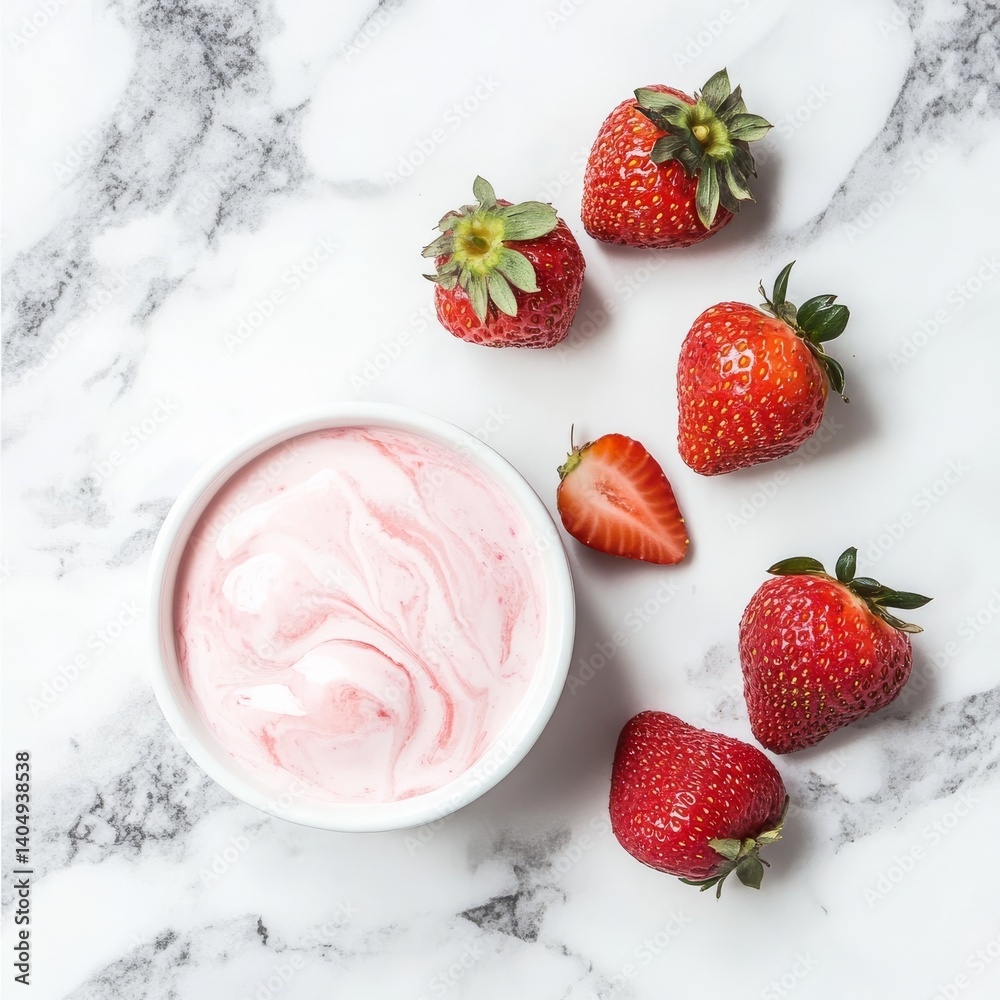 Healthy strawberry yogurt treat.