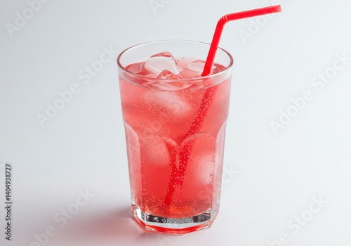 Wallpaper Mural A glass of pink liquid with ice and a red straw on a white surface in a well lit environment Torontodigital.ca