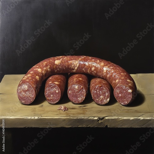 Obraz na płótnie Uncooked sausage. w salonie