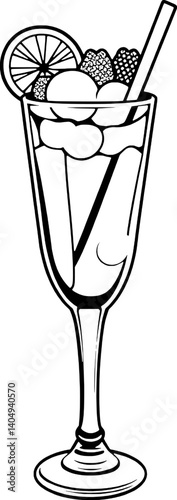 Refreshing Summer Cocktail A Delicious Blend Of Citrus And Berries In A Tall Glass With A Straw