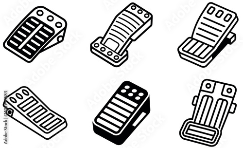 Vector Illustration of Various Car Pedals and Controls
