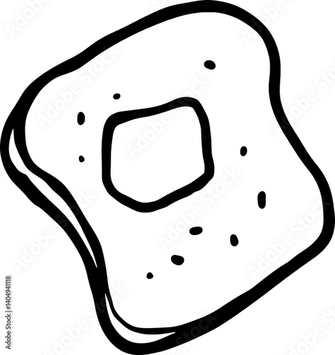 Simple Line Drawing Of A Square Piece Of Toast With A Hole In The Center