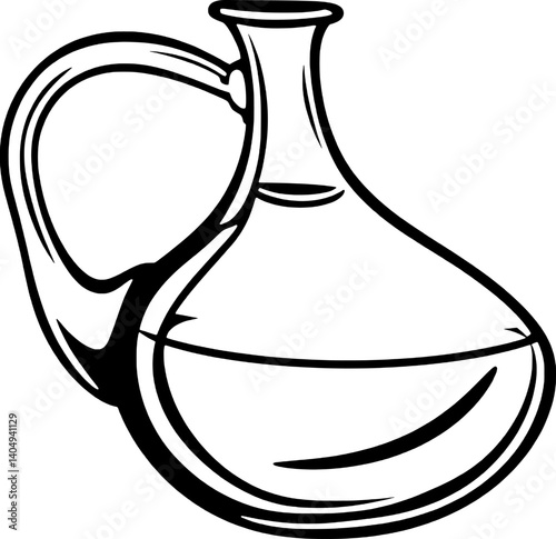 A Simple Line Drawing Of A Glass Decanter Filled With Yellow Liquid