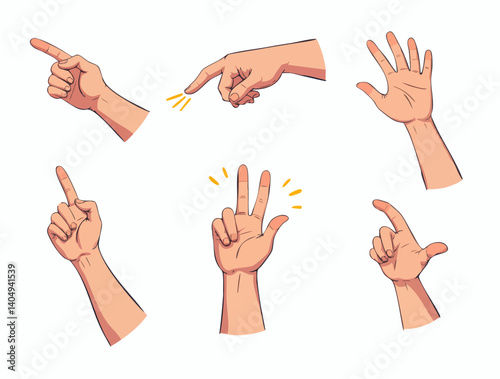 Vector hands in different gestures
