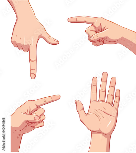 Vector hands in different gestures