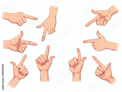 Vector hands in different gestures