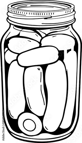 A Glass Jar Filled With Pickled Cucumbers Ready For Consumption
