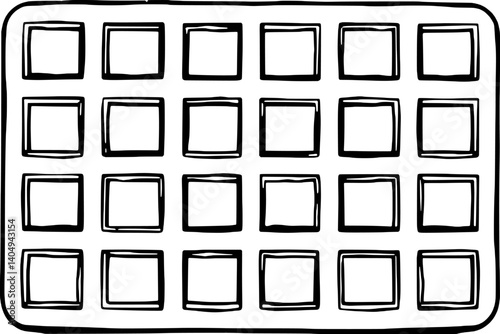 Hand-Drawn Sketch Of A Classic Waffle Iron Grid Pattern