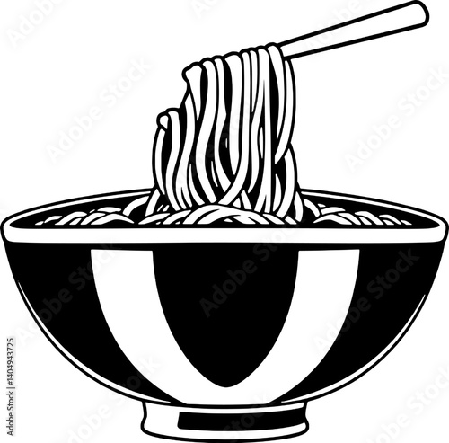 Delicious Noodles Being Lifted From A Bowl With Chopsticks