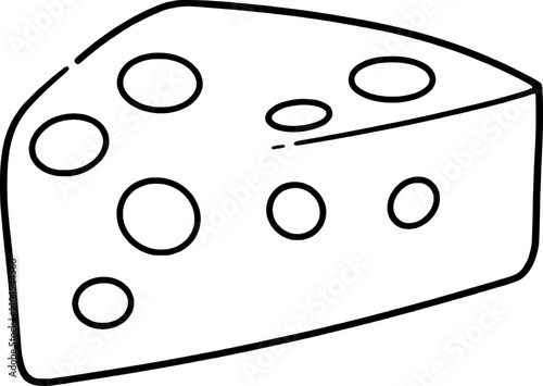 Simple Line Drawing Of A Wedge Of Swiss Cheese