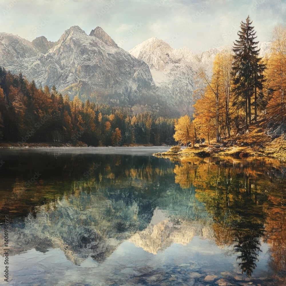 Autumn tranquility on Fusine lakes.