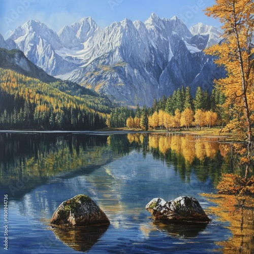 Obraz na płótnie Fusine lakes in peaceful autumn. w salonie