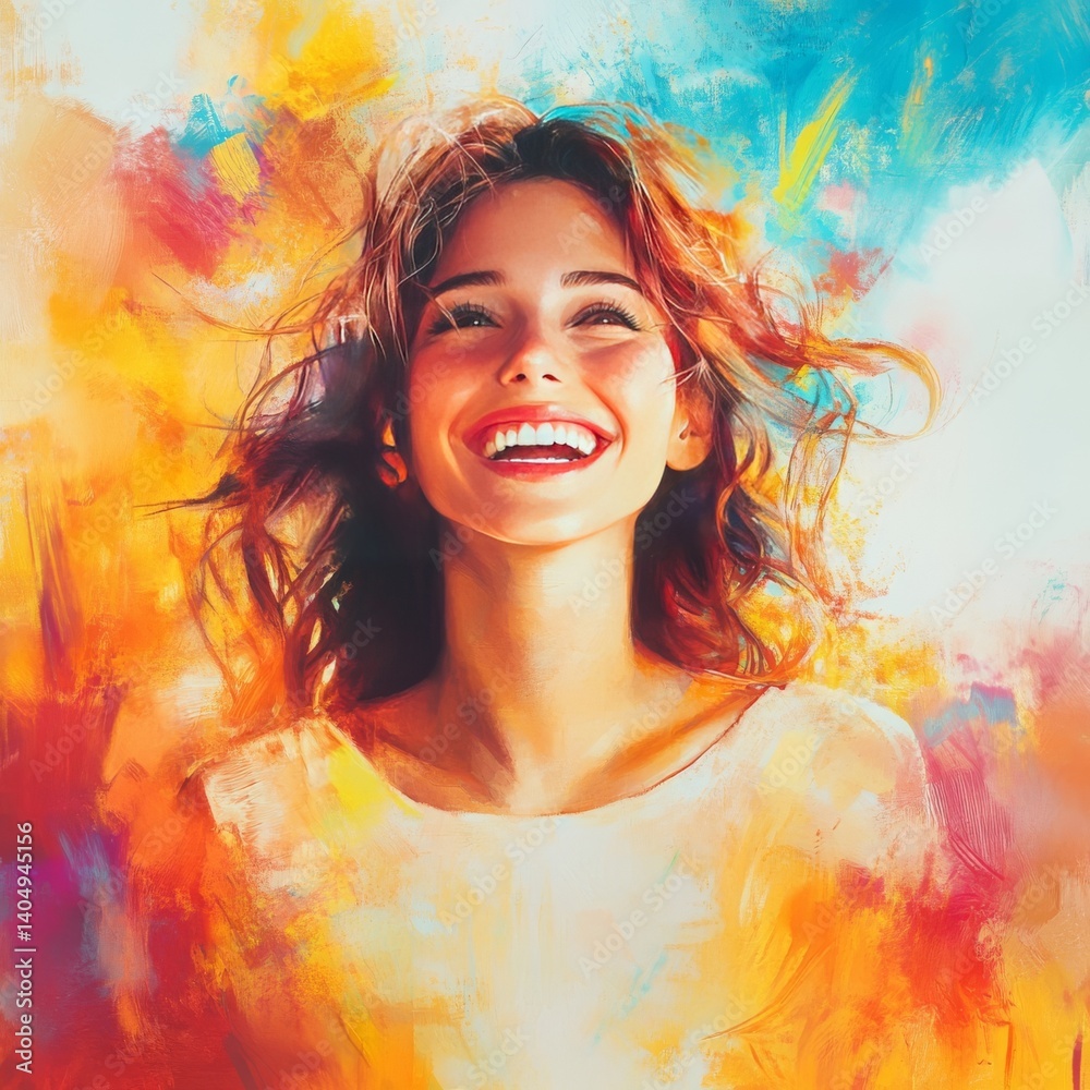 Happy woman, bright picture.