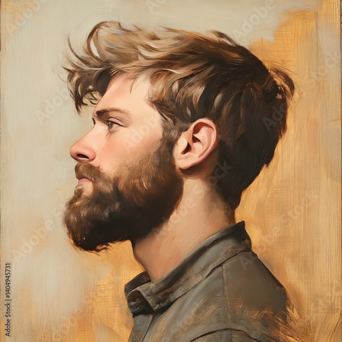Obraz na płótnie Profile of bearded young man. w salonie