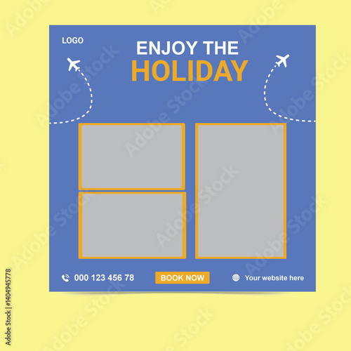 Travel tourism agency social media post poster cover page, header, timeline flyer web banner template design
