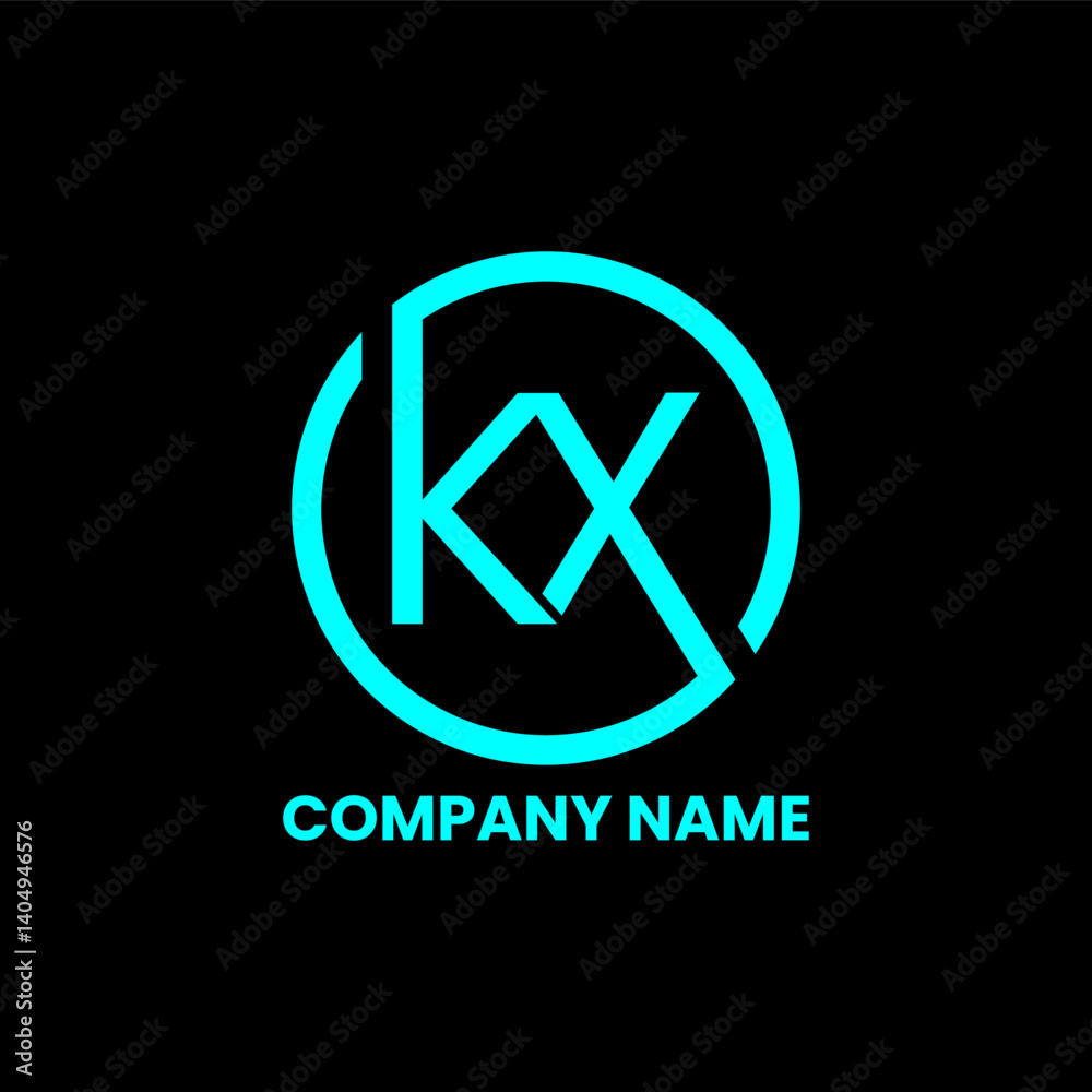 Fototapeta premium KX monogram circle logo design vector