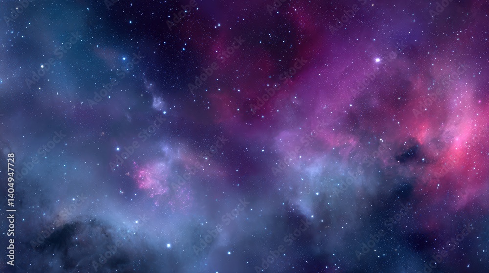 Obraz premium Cosmic Nebula: A celestial landscape filled with swirling, colorful nebulae and distant stars. The colors evoke wonder and mystery, and the vastness of the universe is truly inspiring 