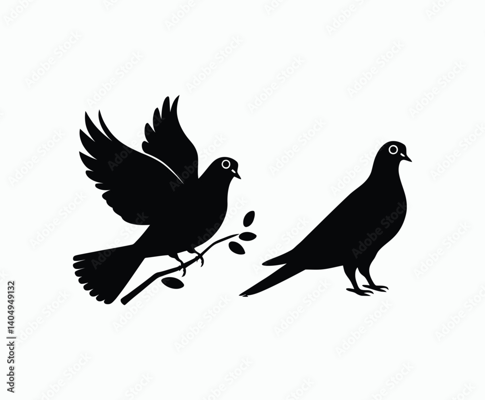 Obraz premium Mourning Dove Bird Silhouette EPS Vector Template